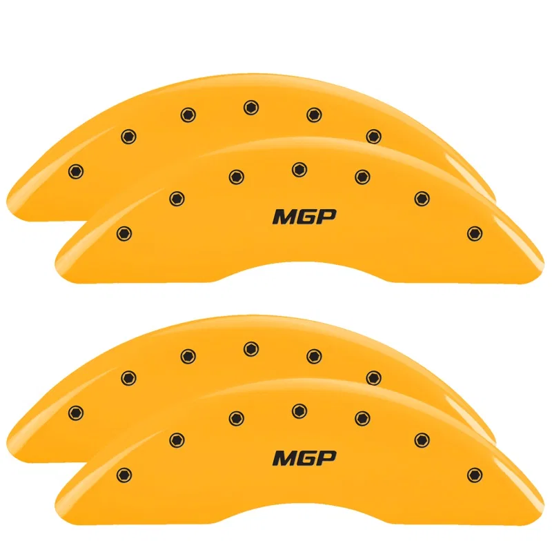 34219SMGPYL – MGP CALIPER Caliper Cover, Set of 4 Silver MGP Logo Powder Coated Yellow Aluminum